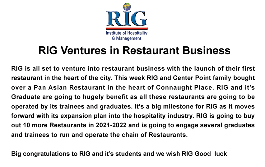 RIG Ventures in Restaurant Business